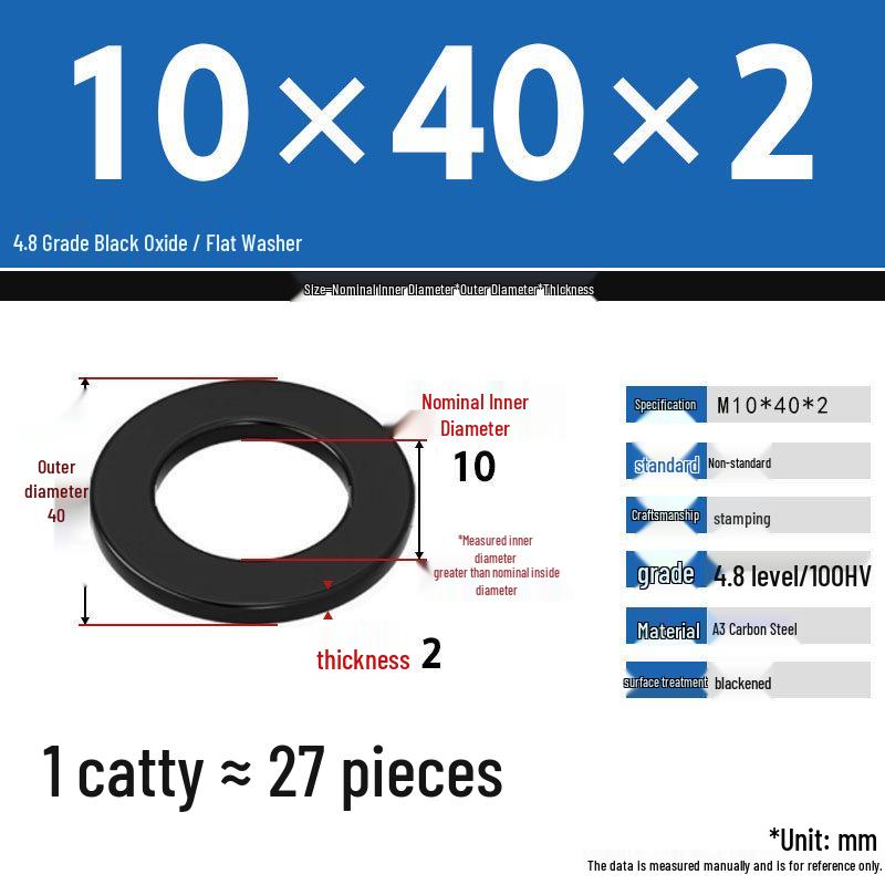 Blackened Enlarged Thickened Metal Washer - M3-M42