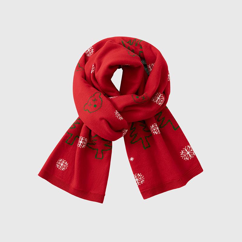Herbst- und Winter-Weihnachtsschal, warm und vielseitig für Kinder und Erwachsene, hochwertiger europäischer und amerikanischer Stil, roter Strickschal