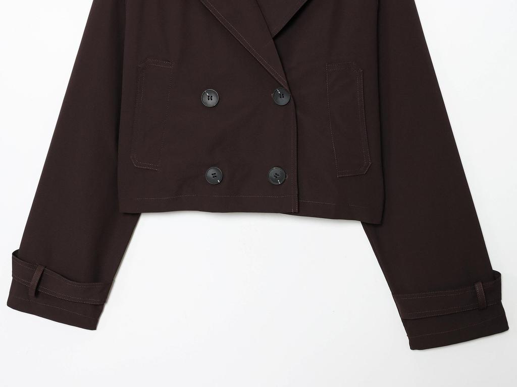 2025 Autumn/Winter Women's Retro European/American Double-Breasted Short Trench Coat