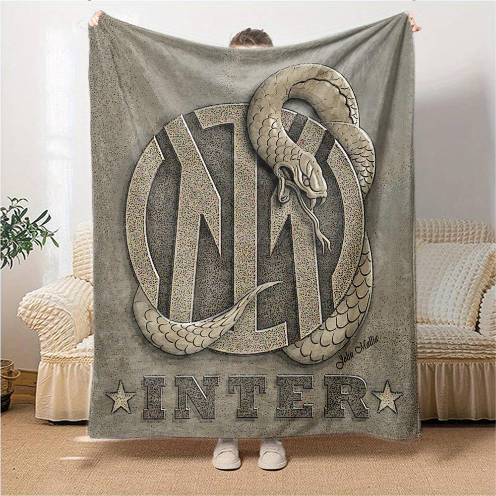 Coperte con Logo Snake Inter Milan in Flanella Stampata Traspiranti Calde Plaid per Casa Ufficio Copriletti 0708a92