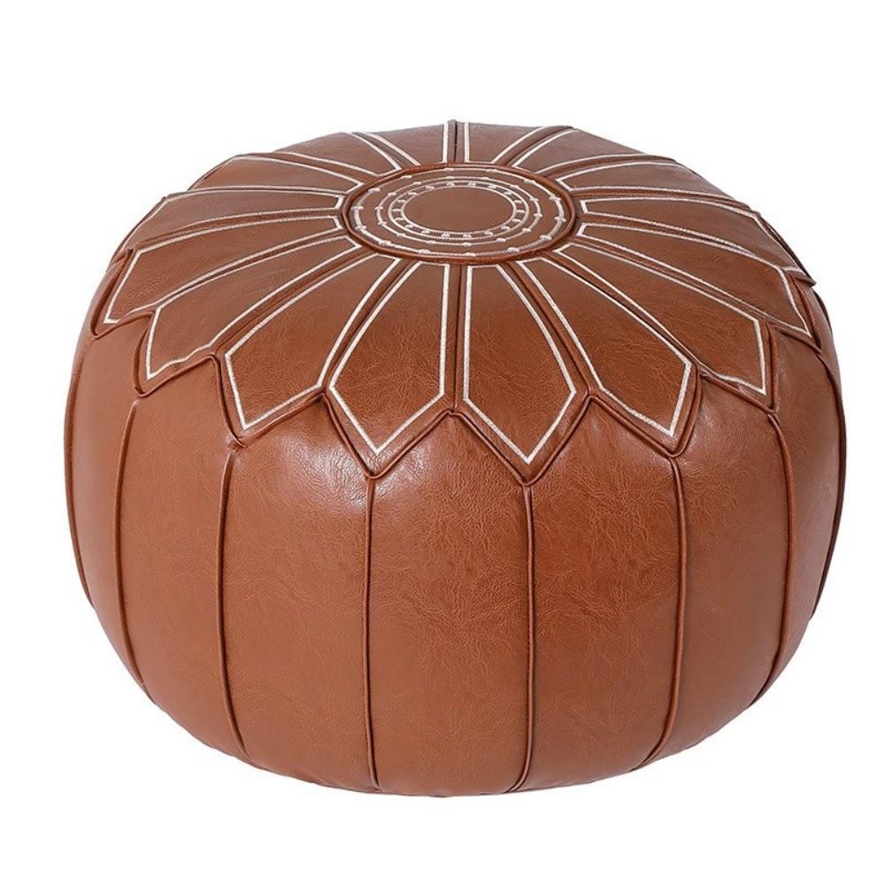 PU Leather Fillable Ottoman Pouf Round Shape Round Pouf Cover New Storage Ottoman Living Room