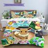 Eevee Pattern Bedding Quilt Set  Home Decoration  Gift (1 * duvet cover + 2 * pillowcase  without core)