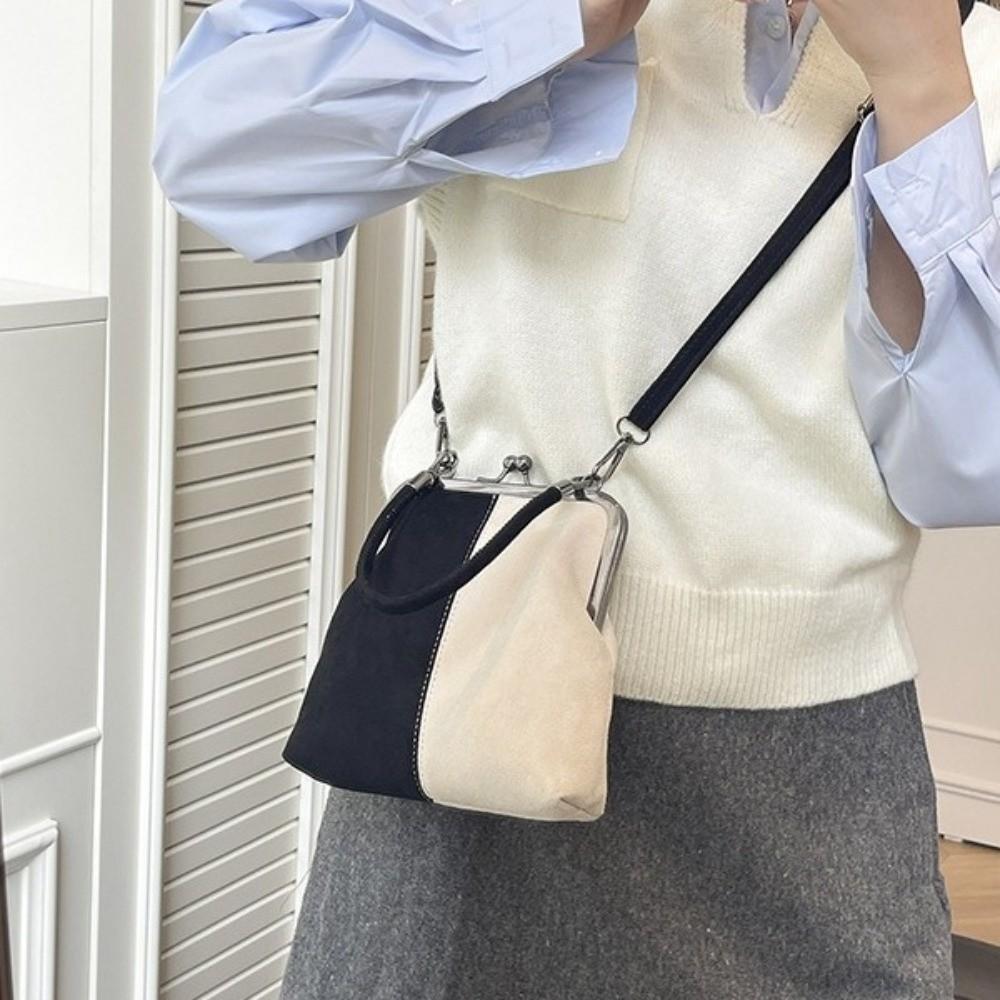 Kožená crossbody taška s polibkovým uzávěrem PU Clutch Taška přes rameno Vintage Retro Matná Kabelka Neformální