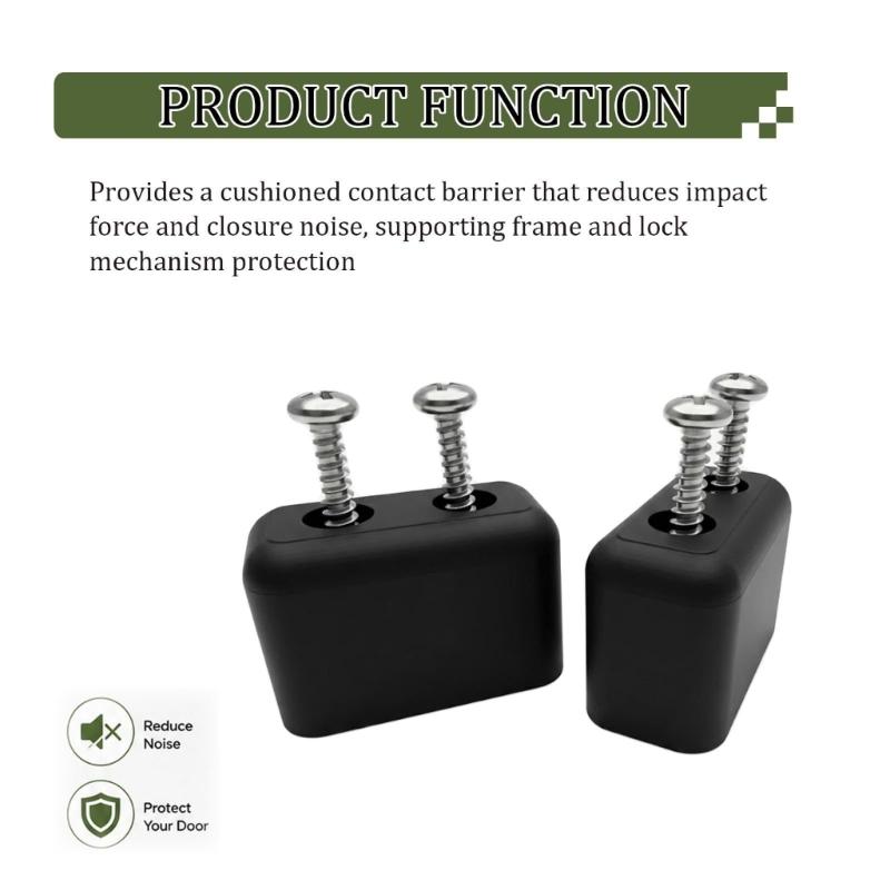 Screw-Mount Sliding Door Stop Parts, Black Plastic Replacement Bumper Cap for Closing Area Repair, Home Care, and Contact Control, 2 Set