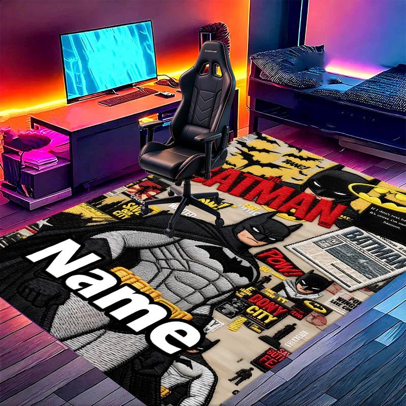 Custom Name Personalized Batman Print Carpet, Versatile Home Decor Rug, for Playroom, Apartment, Balcony, Entryway, Hallway Gift