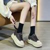 Leather muffin platform women's autumn and winter 2026 super fire lightweight height increase breathable board shoes