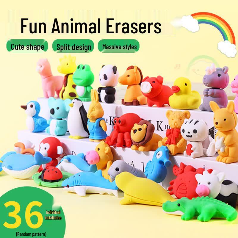 Touch Fish Cute Cartoon Animal Eraser Set