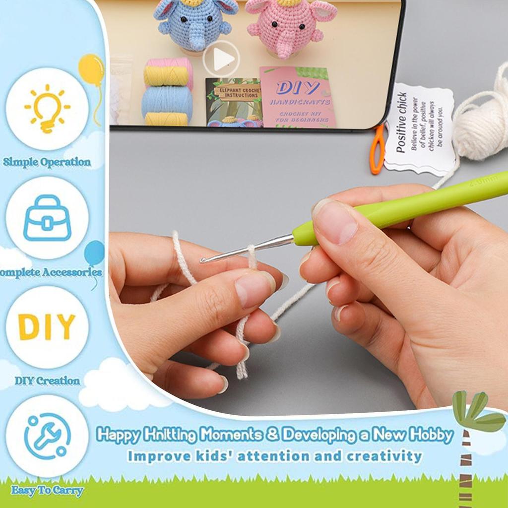 Háčkovací sada Slon Háčkovací doplňky Háčkovací sada Pro dospělé Narozeniny Svátek Ženy Děti Řemeslo Dospívající Umění Koníček