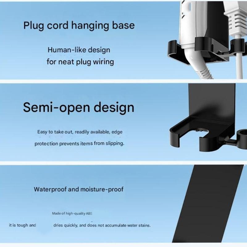 Easy No Tools Required Wall Mount Holder For Hair Dryer And Curling Iron Organizers Space Saving Design Made Of ABS