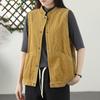 Gilet da Donna Cotone Senza Maniche Lino Denim Gilet Oversize Vintage Versatile Casual Bottoni Gilet