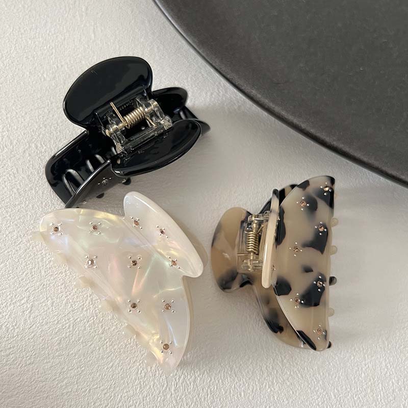 Korean Acetate Hair Clips for Women French Shiny Shark Clip Fashion Zircon Hairpin Temperament Hair Accessories Girls Headdress