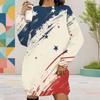 Women Plus Size Round Neck Long Sleeve American Eagle Printed Sweatshirt Mini Dress
