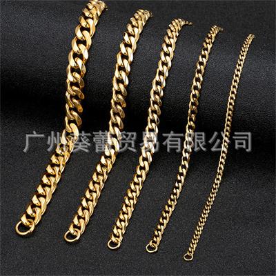 Rock Stainless Steel Cuban Chain Bracelet 3Mm-11Mm Locomotive Men'S Vintage Stainless Steel Bracelet Accessories