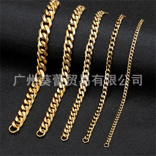 Bracciale a Catena Cubana in Acciaio Inossidabile Rock 3mm-11mm Locomotive Bracciale Vintage da Uomo Accessori in Acciaio Inossidabile