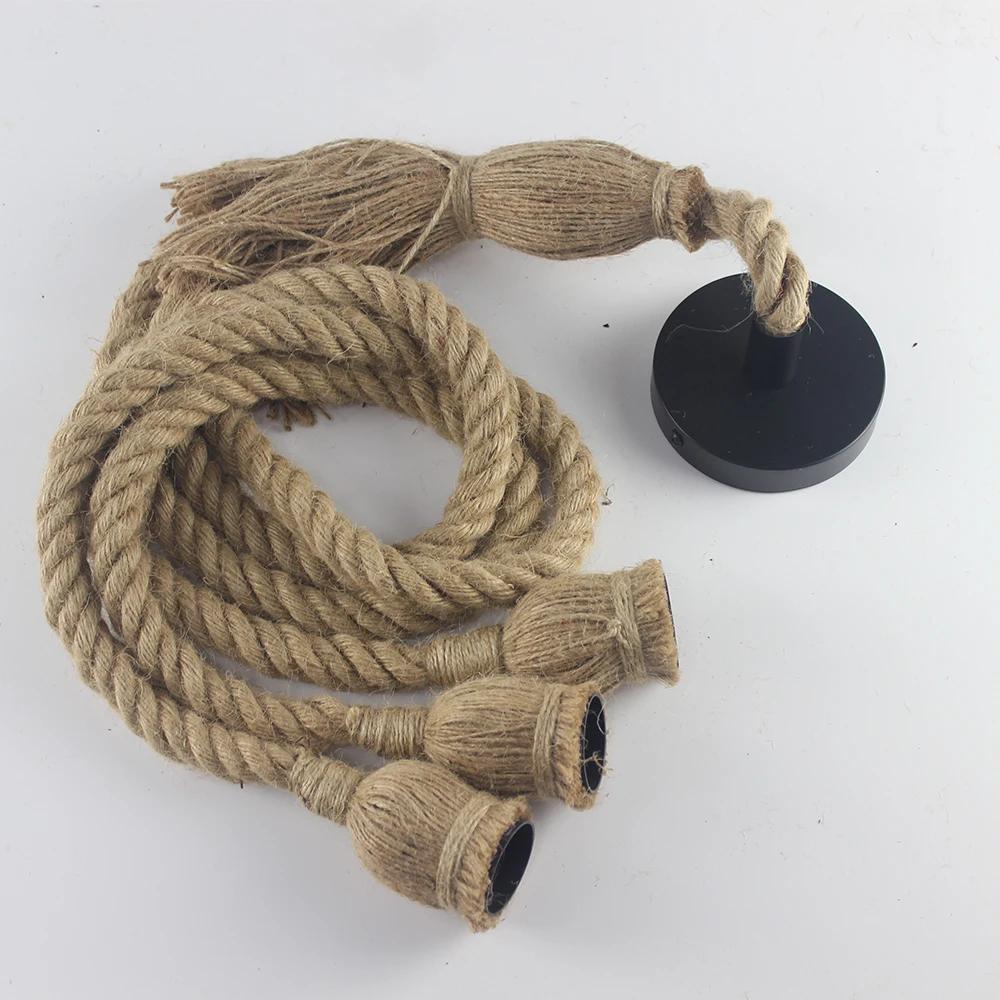 1/2/3/4/5 Head Vintage Hemp Rope Pendant Light Retro Loft Industrial Hanging Lamp Edison Bulb Lamp Home Light Decoration