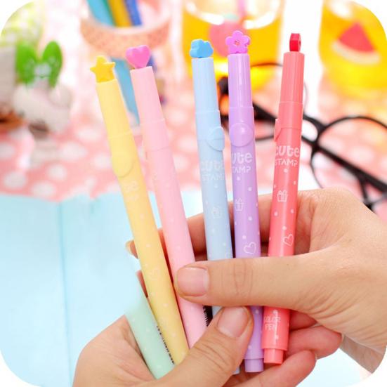 6ks Roztomilé bonbóny barevné zvýrazňovače razítek pero Kreativní značkovací pero