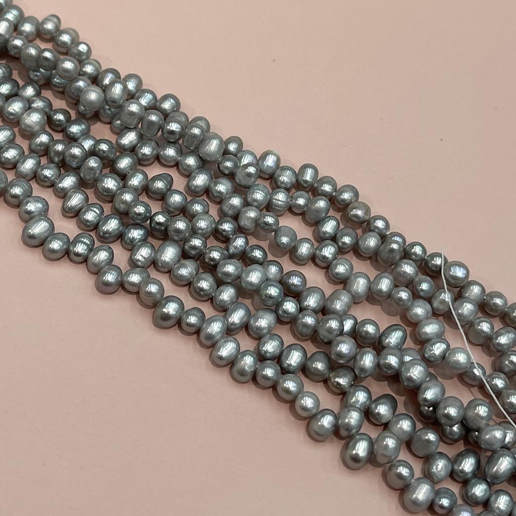 1 String Natural Freshwater Grey Top Drilled Pearl Beads 5-6mm, 36cm Strand, DIY Beads for Handmade Necklace Bracelet Jewelry Making