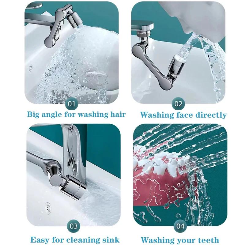 1080 ° Rotatable Extension Faucet Sprayer Head Water Tap Nozzle Universal Bathroom Tap Extend Adapter Aerator 2 Spray Modes