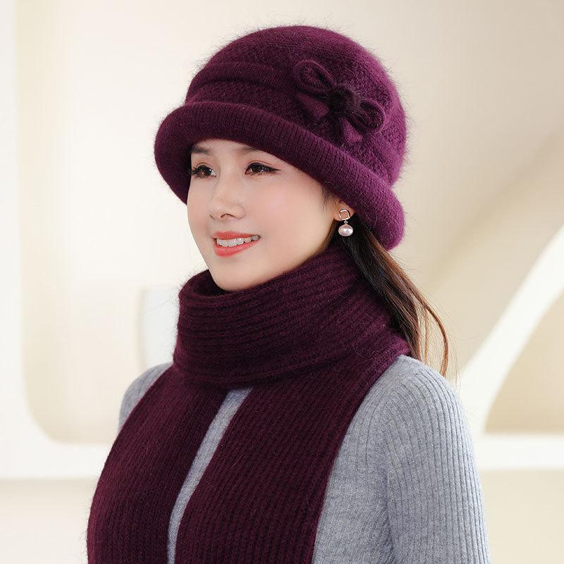 

Флисовая теплая вязаная шапка из кроличьего меха женская осенне-зимняя холодная перчатки шарф шляпа-ведро тренд пожилые separate hat (only hat)