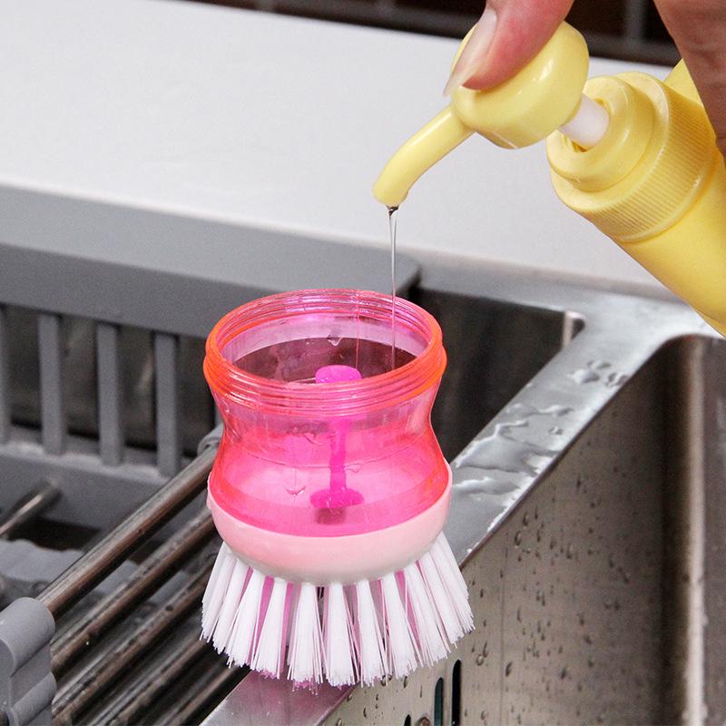 Brosse à vaisselle à distribution automatique de liquide – Nettoyant à huile antiadhésif pour le nettoyage des casseroles de cuisine