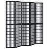 Vidaxl Room Divider, 5-Panel, Black, Solid Paulownia Wood