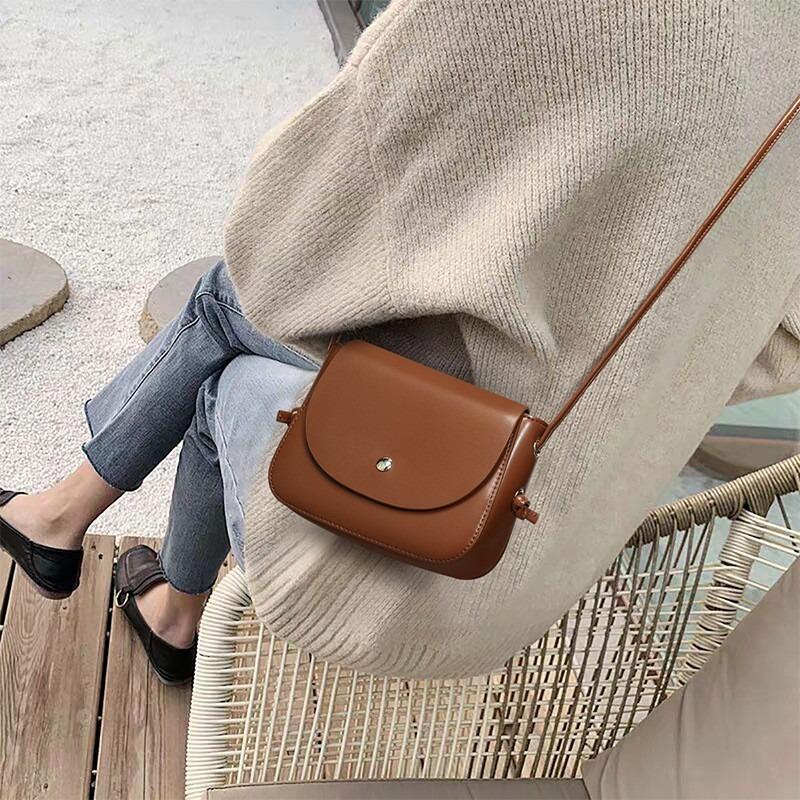 Small bag women's new trendy fashion leather messenger bag women's shoulder small square bag luggage