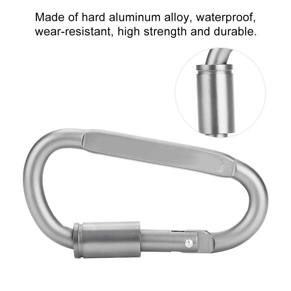 Portable Aluminium Alloy D Ring Carabiner Clip Hook Hiking Buckle Locking Key Chain