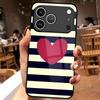 Creative Striped Heart Pattern Tempered Glass Phone Case For iPhone 17 16 15 Pro Max 14 13 12 11 17 Air 7 8 Plus XR XS X Cover