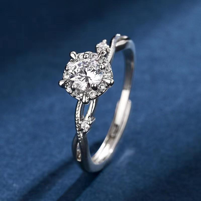 TikTok Influencer Inspired Moissanite Six-Prong Wedding Ring for Women - One Carat Jewelry