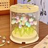 DIY Tulip Lamp Simulation Flower Sea Cake Box Bedroom Sleeping Table Lamp Handmade Craft Decor Tulips Night Light Birthday Gift