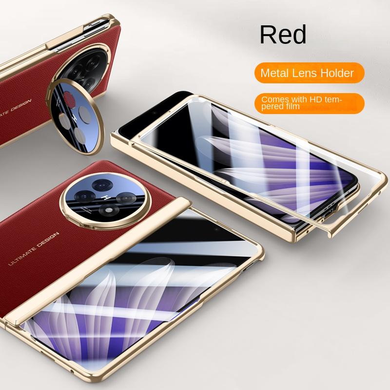 For OPPO Find N5 Case Luxury PU Leather Lens Stand Protective Back Cover For Find N5 All-inclusive Spring Hinged Phone Shell