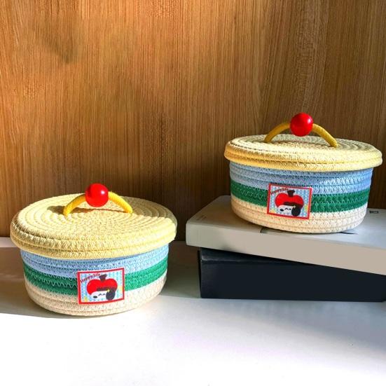 Storage Box with Lid Dust-Proof Organizer Colorful Cotton Thread Container for Bedside Table Dressing