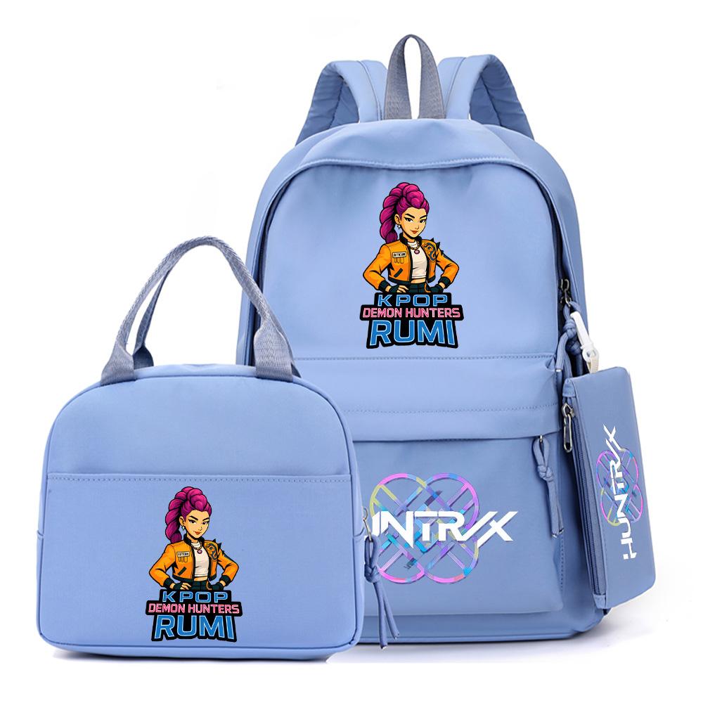 4Pcs/set Cartoon K-Pop Printed Backpack with Handbag Pencil Case for Teenager Student Boy Girl Schoolbag Bookbag Large Capacity Travel Bag Kid Gift