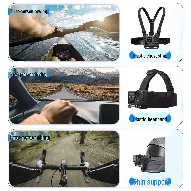 DJI Action5Pro/43 Camera Accessories: Chest Strap, Headband, Backpack Clip, Tempered Film, Helmet Strap