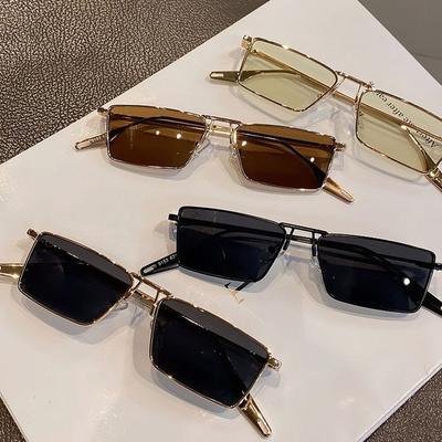 Women Fashion Metal Frame Square Outdoors Eyewear Shades Sunglasses for Women Men Glasses