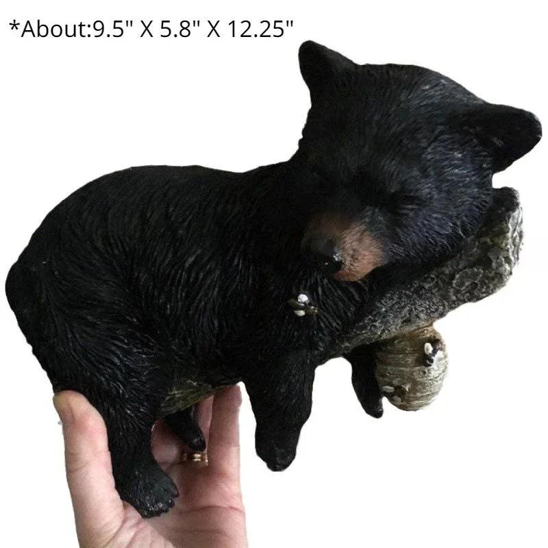 Kleiner Bär Baby Ast Schlafender Bär Statue Niedliche Astdeko Garten Hof Türrahmen Innen- und Außendekorationen Schwarzbär