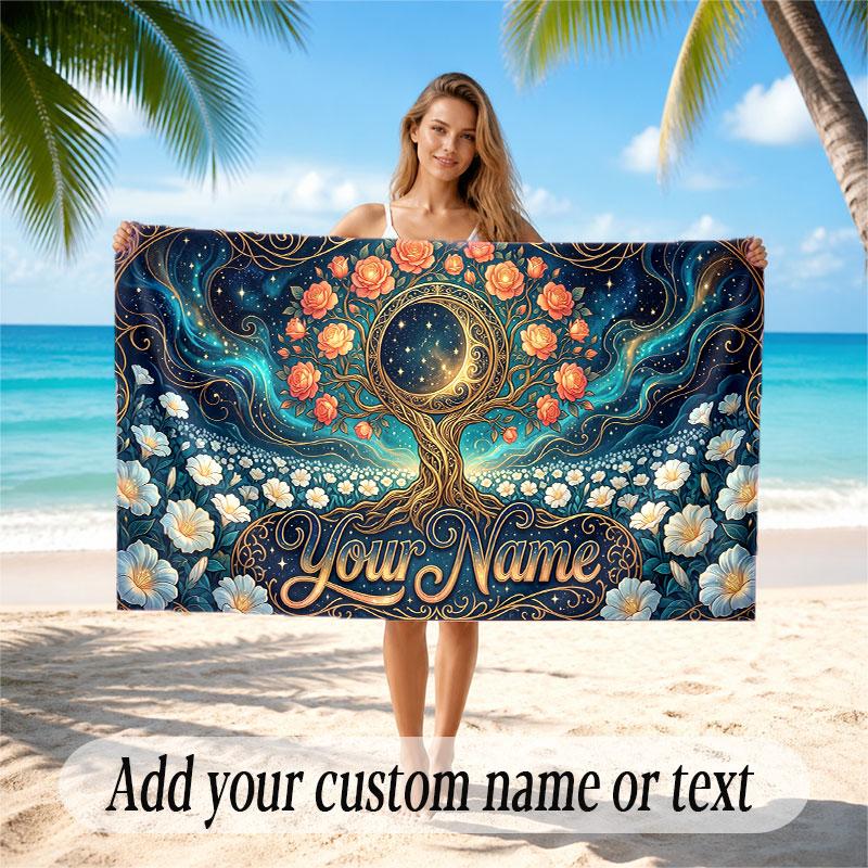 Fantasy Magic Theme Soft Beach Towel Personalized Custom Name Text Towel Portable for Beach Pool Travel