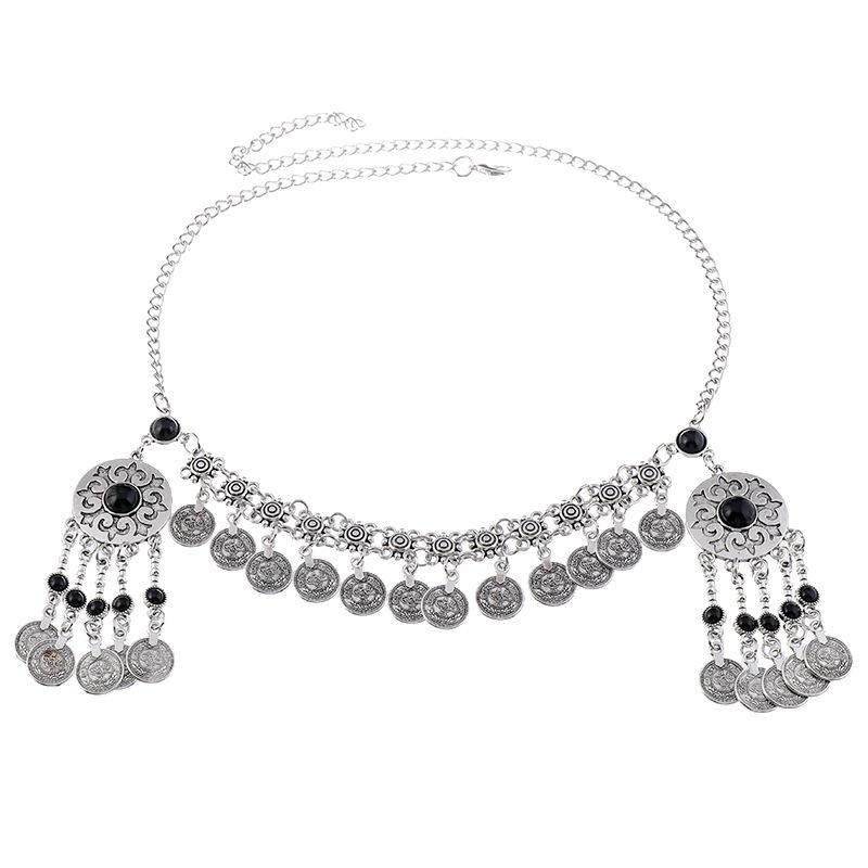 Ethnic Minority Style Exotic Headgear Coins Fringed Forehead Chain Xinjiang Kazakhstan Retro Travel Photography Hair Accessories Women