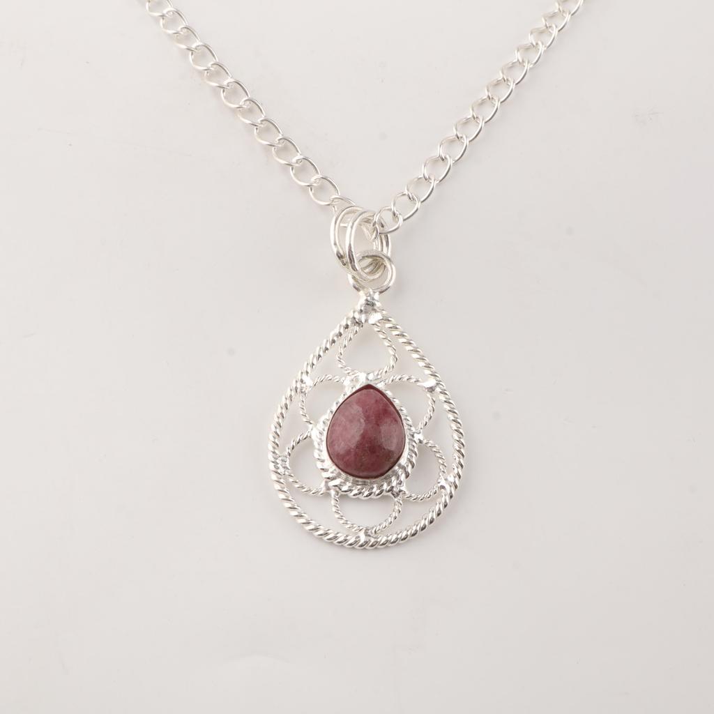 Black Rhodonite Gemstone 925 Sterling Silver Designer Jewelry pendant 1.40" For Anniversary Gift PP-19-22