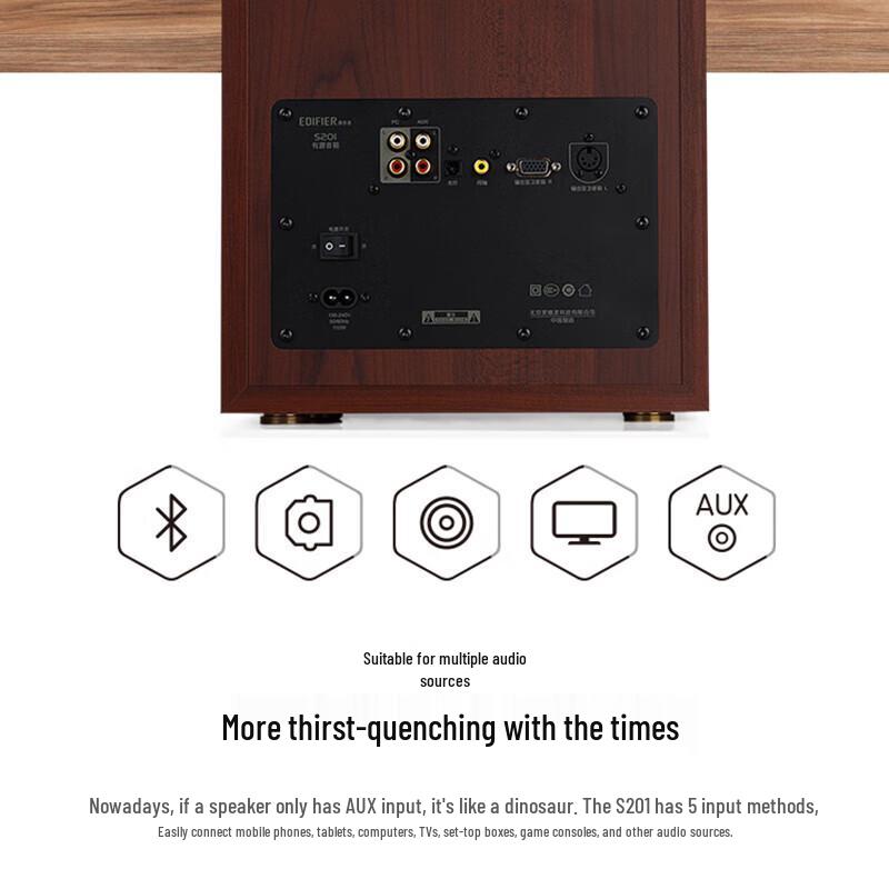 EDIFIER S201 HIFI Active 2.1 Speaker System CN plug (adapter included) (CN version)