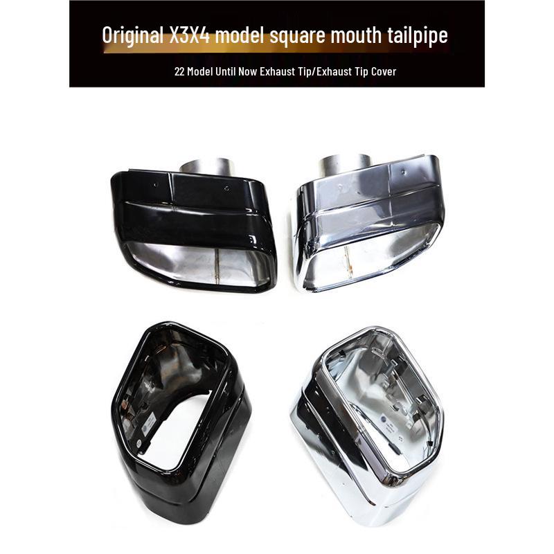 BMW X3/X4 2022 Black Stainless Steel Square Tailpipe Cover