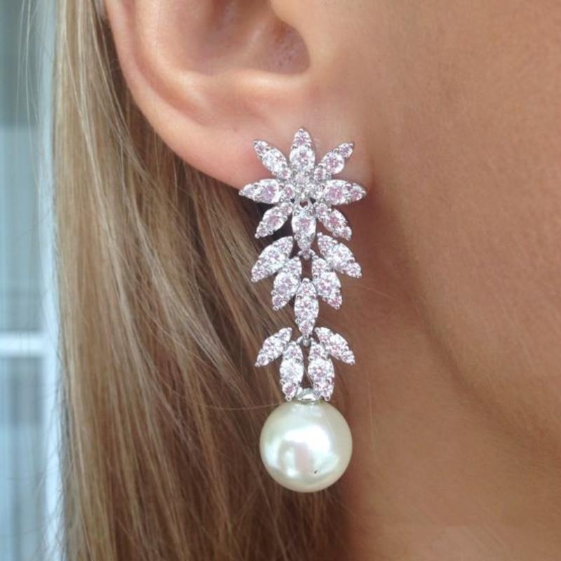 Huitan Gorgeous Women's Stud Earrings Full with Dazzling CZ Stone Sparkling Ear Piercing Earrings Party Jewelry