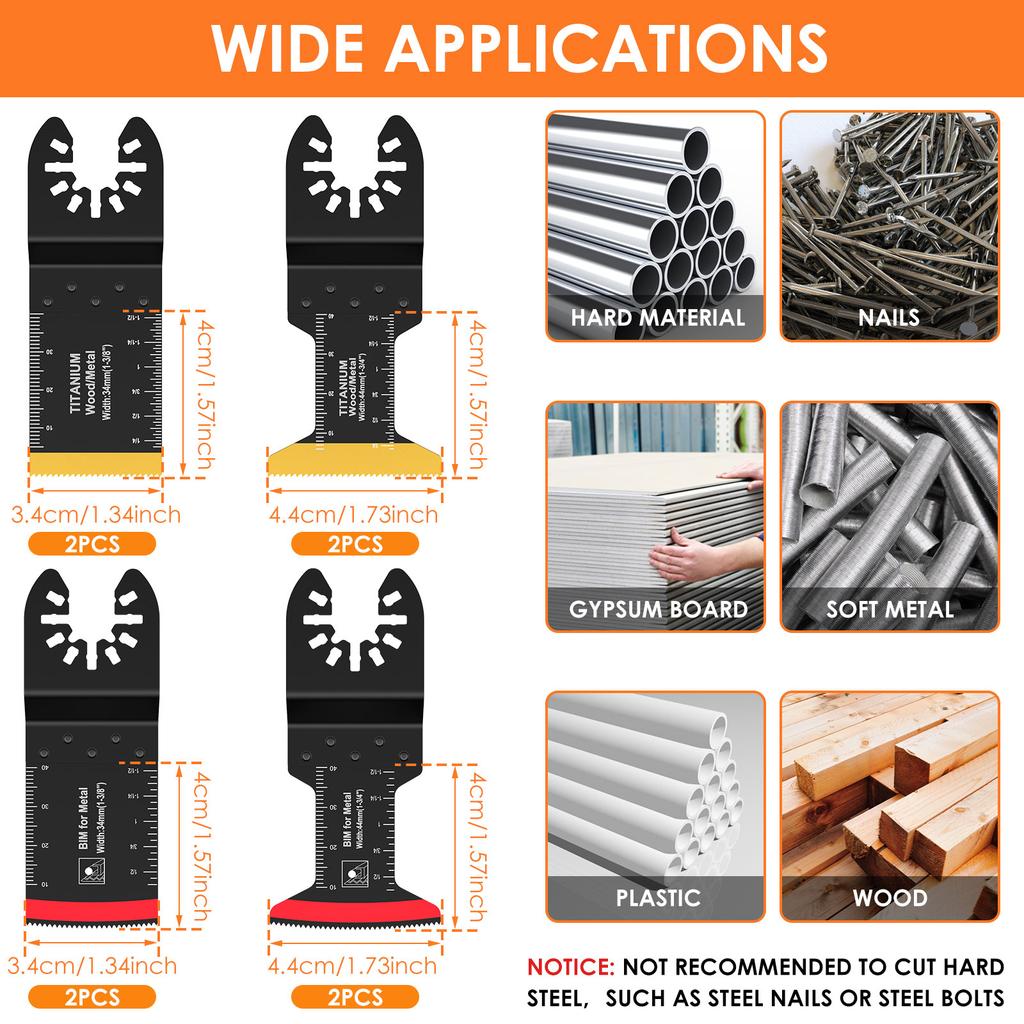 8Pcs Cutting Metal,Steel Nails,Screws,Carbide Tooth Blade Oscillating Saw Blades 27pcs,Multitool Oscillating Tool Accessories