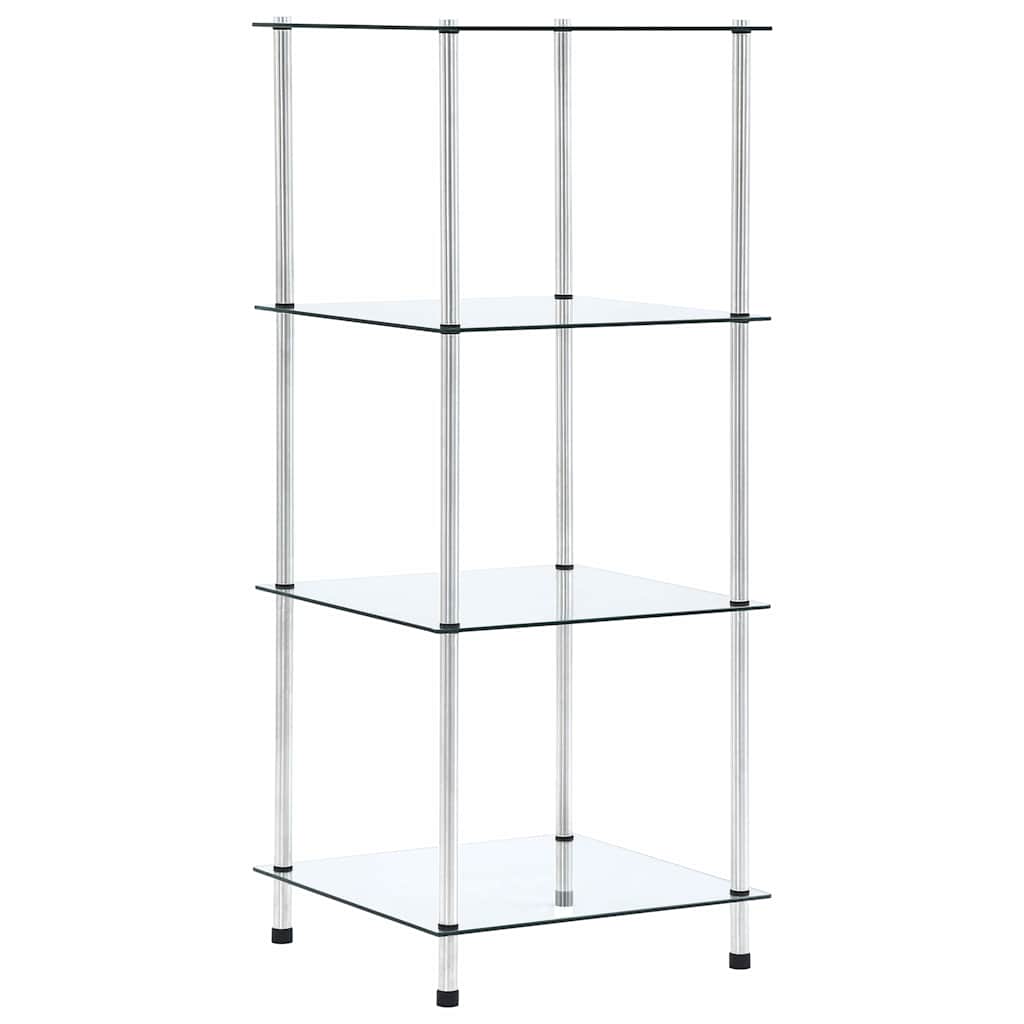 vidaXL Regal mit 4 Ablagen Transparent 40x40x100 cm Hartglas diamant