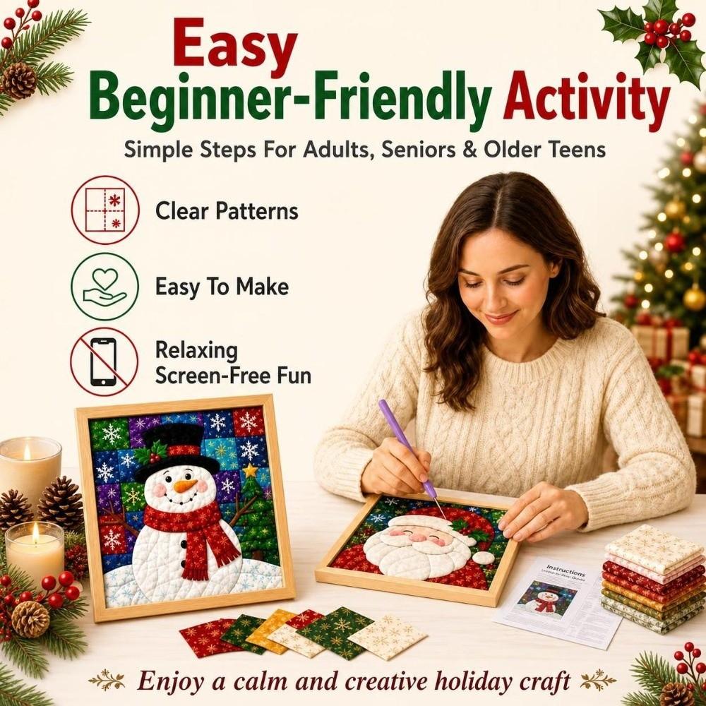 1 Set Cotton Fabric Christmas Fabric Painting Kit Christmas Handmade Art Kit  Holiday Art Activity