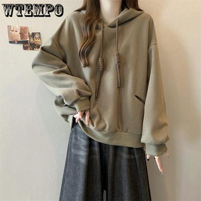Women's Hooded Sweatshirt Pullover Autumn and Winter with Thick Plush Loose and Versatile Warm Top