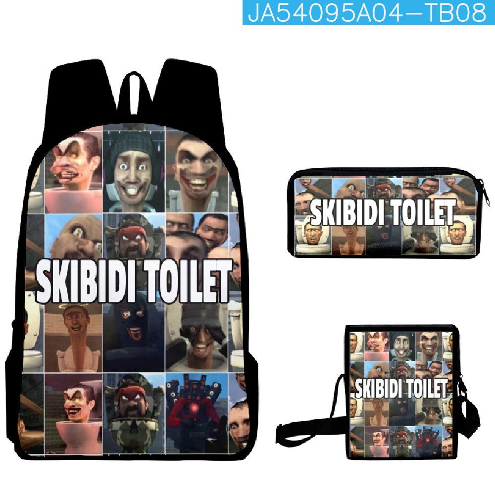 Skibidi Toilet Man Spoof Schoolbag Primary And Secondary School Backpack Satchel Pencil Bag Backpack Three-Piece Set