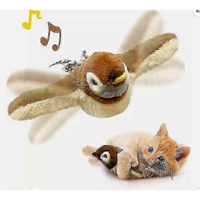 Elektronisk Interaktiv Flyvende Fugl Kat Legetøj Hængende Kæledyr Flagrende Vinger Spurv