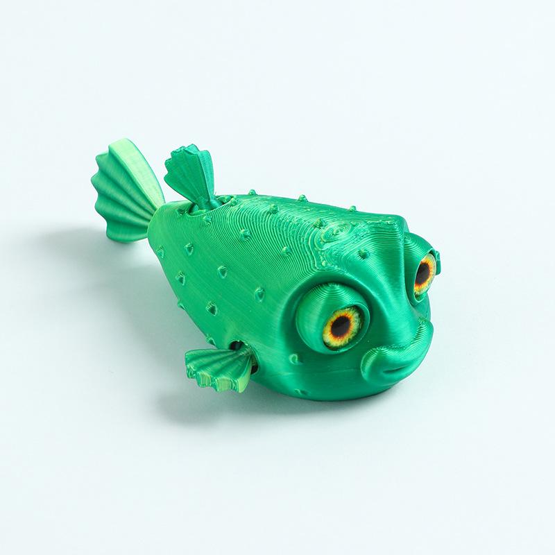 Simulation Of Marine Animals New 3D Printing Cute Puffer Fish Toys Joints Movable Simulation Eyes Kids Toy Gifts Home Decoration