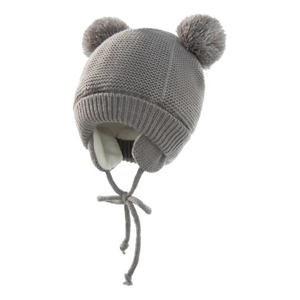 2 Pcs Children's Knitted Hats + Gloves Solid Color Wint,a44